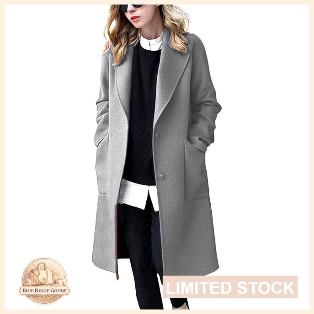 Wool Overcoat Single Breasted Long Coat Formal Office Casual Winter Wear